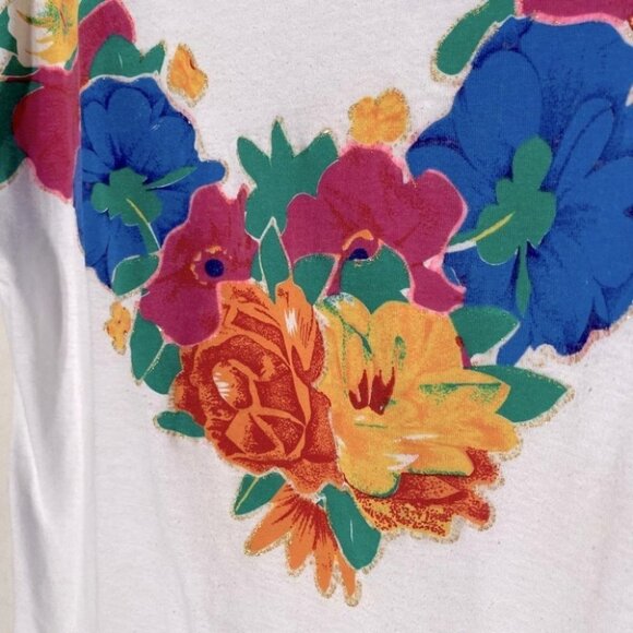 Vintage T Shirt With Flower Graphic L - Picture 4 of 10